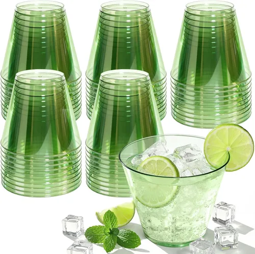Miniatura 16 de Glowserve Paquete de 50 vasos de plástico transparente de 9 onzas, vasos de plástico azul transparente para cóctel, vasos desechables para fiestas
