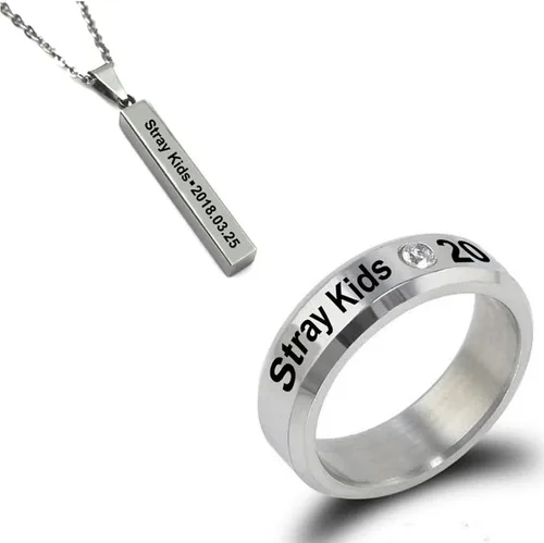 Miniatura 2 de WGEEEY Kpop Stray Kids - Juego de regalos para niños tarjeta fotográfica para niños calcomanías pulsera protector facial anillos collar colgante pin