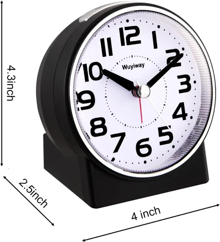 Miniatura 5 de Reloj despertador analógico sin tictac de 4.3 pulgadas, lectura silenciosa para personas mayores, fácil de configurar, alarma de aumento gradual