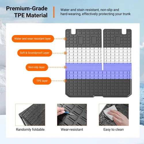 Miniatura 5 de powoq Alfombrilla de carga compatible con Honda Pilot 2016-2025 (No Elite) Alfombrilla de maletero con respaldo Alfombrilla de carga TPE