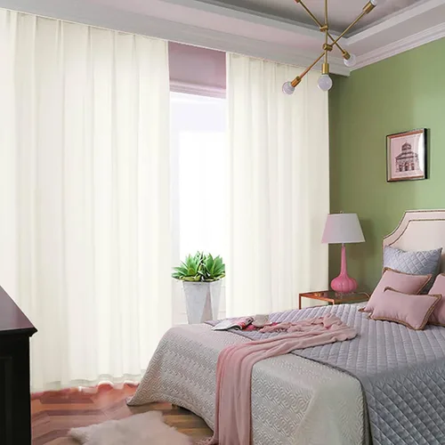 Miniatura 13 de ShinyBeauty Cortinas de gasa rojas de 84 pulgadas de largo, paquete de 2 cortinas transparentes de 29 x 84 pulgadas, 2 paneles de cortinas de gasa