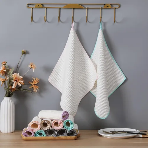 Miniatura 4 de Oeleky Paquete de 8 paños de cocina para platos, resistentes y absorbentes, para lavar platos, paños de limpieza de tejido de gofre de secado rápido