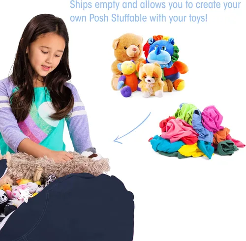 Miniatura 3 de Posh Stuffable Kids Funda de Silla Puf Rellenable para Almacenamiento de Animales de Peluche - Organizador de Juguetes Infantiles, Mediano 27