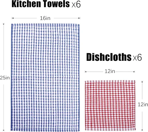 Miniatura 2 de Juego de toallas y paños de cocina, 16 x 25 12 12 12 pulgadas, juego de platos de algodón a granel para lavar platos, trapos todos los días, cocinar