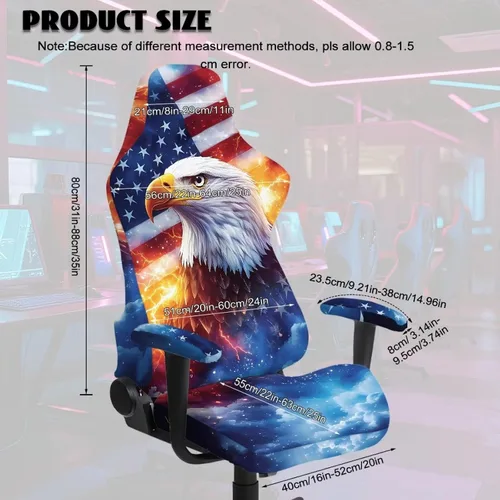 Miniatura 9 de Bald Eagle Gaming Protector for Students American Flag Stretchy Armrest Covers Patriotic Ergonomic Office Cover Dustproof Home & Dorm Room Decor