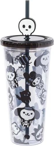 Miniatura 36 de Silver Buffalo Sanrio Hello Kitty Bow Pink Polka Dots - Vaso frío de plástico con tapa y tapa con pajita, 24 onzas Lazo Hello Kitty y lunares rosados