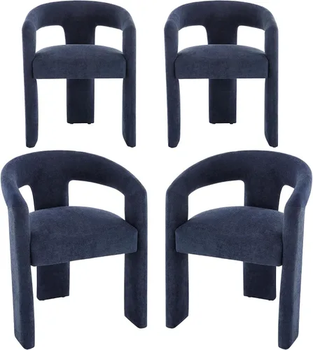 Miniatura 17 de Modern Boucle - Juego de 2 sillas de comedor tapizadas con diseño de barril con brazo, cómodas sillas laterales para cocina, comedor, recepción