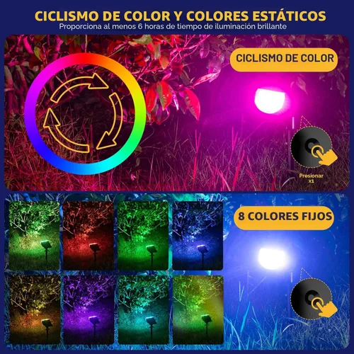 Miniatura 2 de Kyosho - Focos solares de color para exteriores, 9 modos de iluminación, luces de Halloween y Navidad, 38 LEDs, cambio de color, impermeables, RGBW