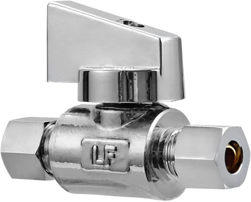 Miniatura 4 de Paquete de 2 válvulas de ángulo de compresión de 1/4 pulgadas de latón de alta calidad x 1/4 pulgadas de ángulo recto de agua de cuarto de vuelta