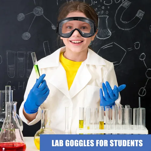 Miniatura 6 de Xuhal 24 gafas de seguridad para niños, gafas de ciencia para adultos, gafas protectoras de laboratorio para el hogar, el aula y el trabajo (negro)