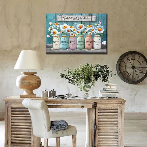 Miniatura 2 de Lienzo enmarcado con texto en inglés "God Says You Are Inspirationa", arte para pared, versículos de la Biblia, decoración de pared, póster de Flor