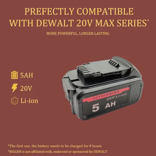 Miniatura 2 de Batería de repuesto de 20 V 5 Ah para batería Dewalt 20V MAX XR, utilizada con herramientas eléctricas inalámbricas DeWalt, 1 paquete