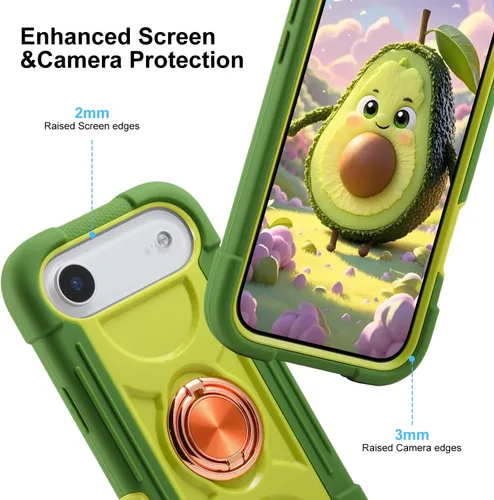 Miniatura 4 de MARKILL Funda compatible con iPhone Air de 6.5 pulgadas 2025 con soporte de anillo giratorio de 360 grados, protección contra caídas de grado