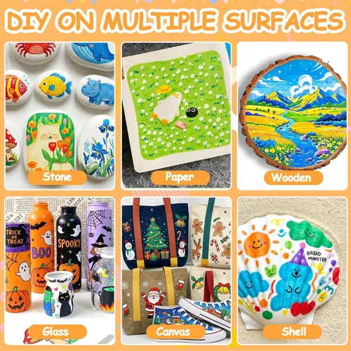 Miniatura 6 de Juego de marcadores de pintura acrílica, marcadores de pintura acrílica de doble punta, punta fina y punta de punto para suministros de arte