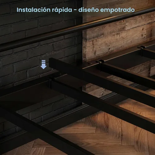 Miniatura 5 de Litera, litera individual sobre individual con toma de corriente y luces LED, escalera de rieles metálicos de seguridad de alta resistencia, diseño