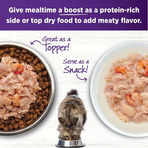 Miniatura 5 de Wellness Bowl Boosters Shreds with Caldo Wet Cat Food Topper, sin granos, natural, receta de atún en hojuelas y camarones, 1.75 onzas, paquete de 12