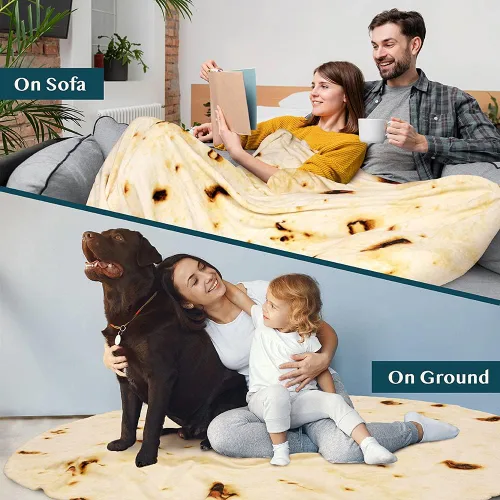 Miniatura 4 de PAVILIA Manta de tortilla de burrito, manta de doble cara de harina de tacos para niños, niñas, adolescentes, manta de comida realista, divertido