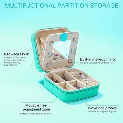 Miniatura 3 de Parima Travel Jewelry Case Jewelry Box - Jewelry Organizer Small Initial Jewelry Boxes Travel Essentials Gifts for Women Mom Friends Female Birthday
