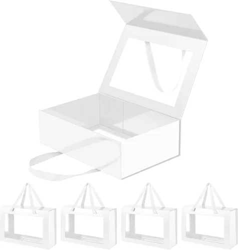 Miniatura 61 de Caja de regalo negra con ventana, caja de regalo magnética transparente para regalo, caja de propuesta de padrino de boda (10.5 x 7.5 x 3 pulgadas)