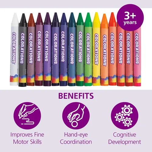 Miniatura 3 de Colorations Paquete de crayones grandes para el aula, 400 unidades, 16 colores, no tóxicos, suministros escolares para niños, crayones jumbo a