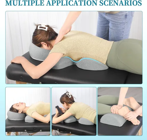 Miniatura 7 de BALAPET Juego de almohada de masaje y almohada de pecho, reposacabezas de masaje transpirable para cama con soporte de espuma viscoelástica, cojín