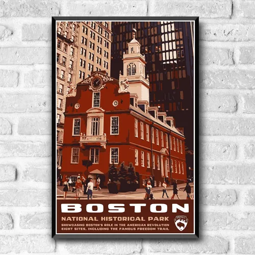 Miniatura 2 de GO SEE DESIGN Boston National Historical Park - Póster de viaje estilo vintage, 8 x 10, 12 x 18, 18 x 24, 24 x 36 pulgadas, 4 x 6 pulgadas