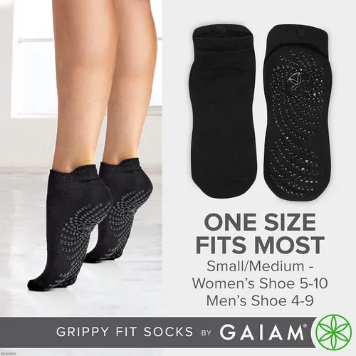 Miniatura 5 de Gaiam Yoga Socks -Non Slip Fitness Sock Grips for Women & Men Ideal for Home Use & All Types of Yoga, Barre, Dance,Black