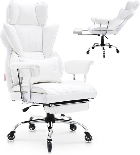 Miniatura 10 de VEVOR Silla de oficina ejecutiva con reposapiés, silla de oficina de gran tamaño de 400 libras con almohada lumbar y reposabrazos extraíbles, silla