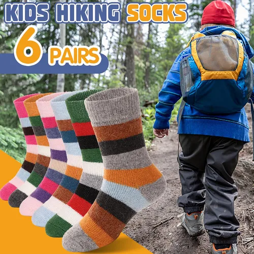 Miniatura 27 de ANTSANG Calcetines de Lana, Calcetines Térmicos Cálidos y Gruesos Tipo Crew Boot para Niños Pequeños, Niños y Niñas, 6 Pares
