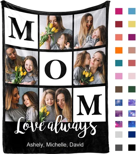Miniatura 21 de Yofair Manta para el Día de la Madre, regalos para mamá, manta personalizada con imagen, manta personalizada para el Día de la Madre, regalos de 8