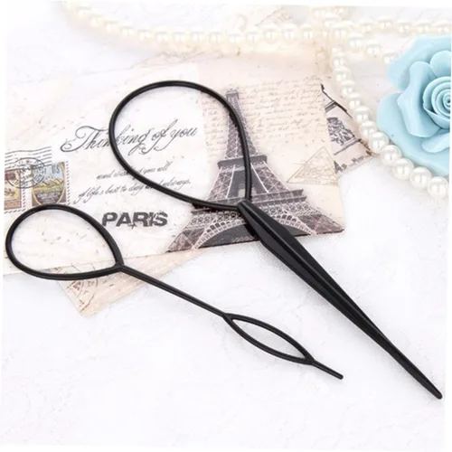 Miniatura 9 de Beavorty 2 agujas de pelo elásticas de 7.08 pulgadas para trenzas de ganchillo, herramienta de peluquería para cola de caballo, accesorios