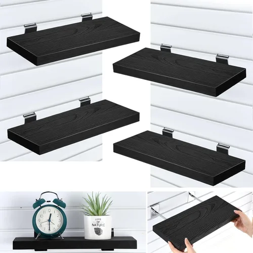 Landical Paquete de 4 estantes de madera de pared de tablones, 16.1 pulgadas de profundidad x 6.7 pulgadas de ancho x 1.1 pulgadas de alto, estantes