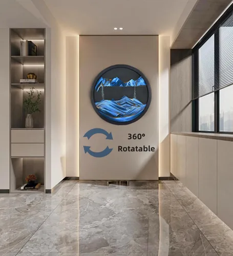 Miniatura 4 de Oneshow Cuadro artístico de arena en movimiento de 17.3 pulgadas para colgar en la pared, arte de arena 3D, movimiento líquido, rotación de 360°