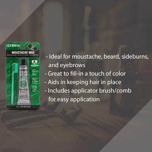 Miniatura 3 de Clubman Paquete colgante de cera para bigote negro 0.5 oz x 3 paquetes