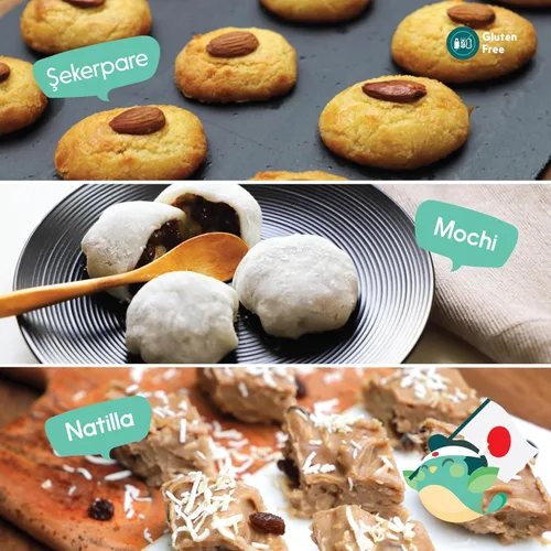Miniatura 6 de eat2explore Kit de horneado de postres reales para familias Incluye 3 tarjetas de recetas de Japón, Turquía y Columbia con ingredientes clave