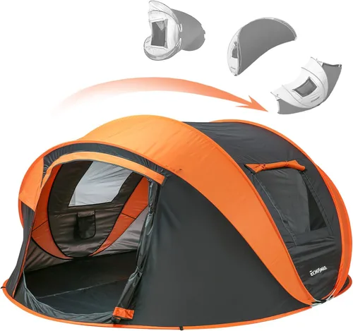 EchoSmile Tienda de campaña desplegable para 2/4/6 personas, fácil instalación, cúpula resistente al agua, portátil con bolsa de transporte Negro y