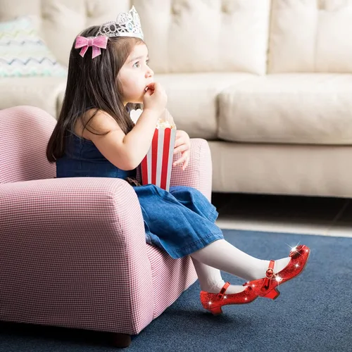 Miniatura 2 de Amtidy Girls Dress Shoes Mary Jane Wedding Party Shoes Glitter Bridesmaids Princess Heels