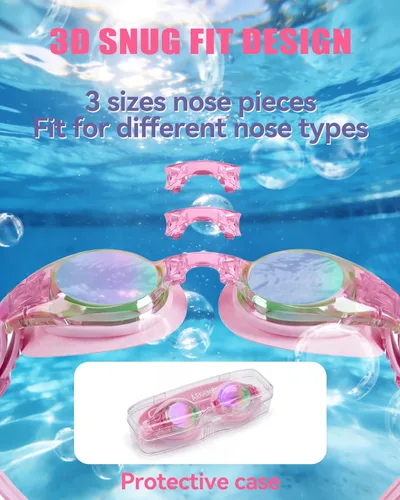 Miniatura 3 de Aegend - Paquete de 2 gafas para niños, gafas de natación para niños de 4 a 16 años, niños y niñas jóvenes, gafas de piscina antivaho, impermeables