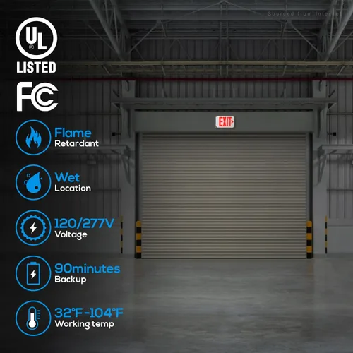 Miniatura 4 de LEONLITE Señal de salida LED roja, luz de salida de ubicación húmeda con batería de respaldo, certificación UL, iluminación de emergencia cableada