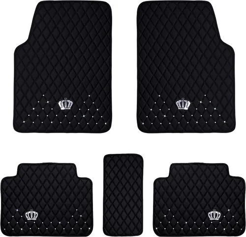 Miniatura 8 de eing alfombrillas de piel sintética para el piso del auto, SUV y camión, aptas para todo tipo de clima, juego de 5 piezas de alfombrillas delanteras