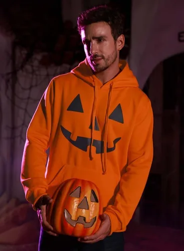 Miniatura 8 de Arvilhill Sudadera con capucha divertida de calabaza para hombre con disfraz de Halloween