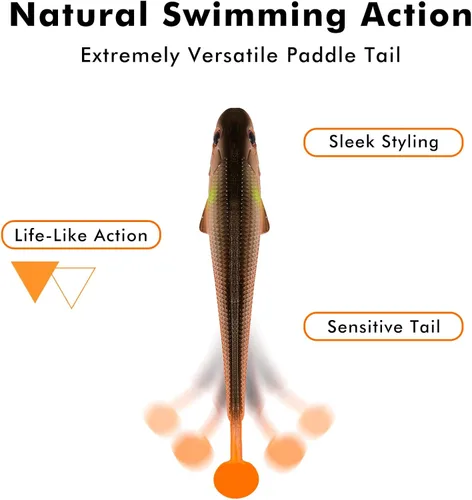 Miniatura 5 de TRUSCEND Shadtale Easy Catch Soft Fishing Lures, Unique Vibration and Action for Various Rigs, Paddle Tail Swimbaits Trailer for Bass, Trout