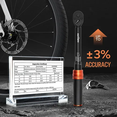 Miniatura 6 de Llave dinamométrica de clic de 1/4 pulgada Kerry, 20-240 pulgadas-libras/2.3-27.1 Nm, ±3% de alta precisión, escalas de doble rango, claramente