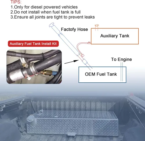Miniatura 5 de Kit de instalación de tanque de combustible auxiliar diésel compatible con Dodge Ram 1500 2500 3500 2013-actualmente, tanque de combustible auxiliar