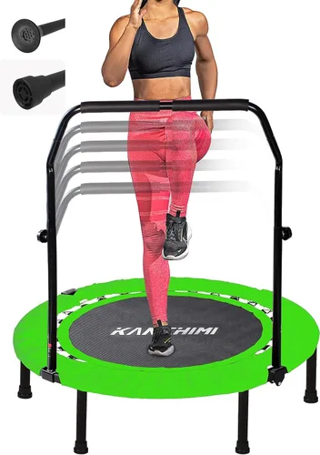 Miniatura 9 de Kanchimi - Mini trampolín plegable de 40"/48" para fitness, cama elástica para ejercicio en interiores con mango, carga máxima de 330 libras Negro