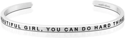 MantraBand Pulseras Pulsera de mantra ajustable grabada inspiradora Color plateado Regalos para mujeres
