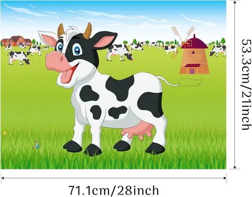 Miniatura 2 de Morcheiong Juego Pin The Tail on The Cow con 48 colas para decoraciones de fiesta de granja, recuerdos de fiesta de cumpleaños para niños