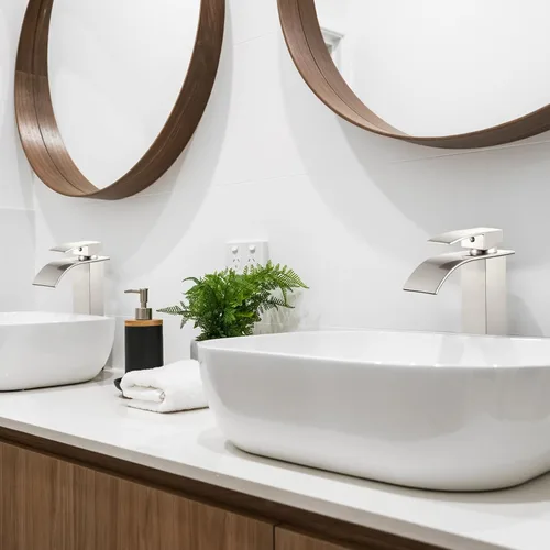 Miniatura 3 de Midanya Grifos altos de lavabo de cascada para lavabo, lavabo, lavabo de una sola manija, 1 agujero, moderno, con mangueras de drenaje emergentes