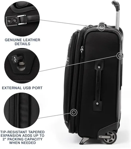 Miniatura 4 de Travelpro Platinum Elite - Rollaboard expandible de 22 pulgadas, negro sombra, Equipaje vertical expandible Platinum Elite Softside