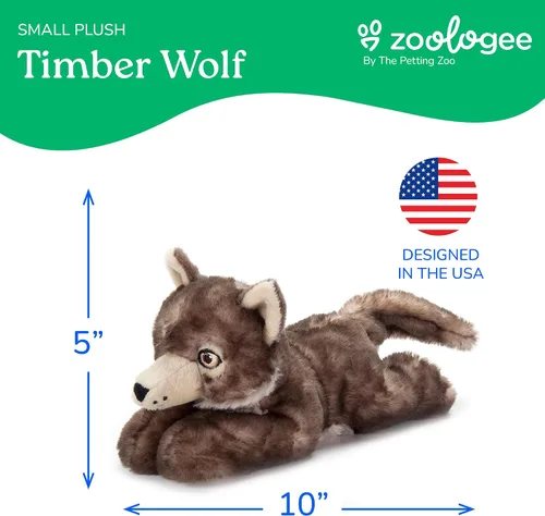 Miniatura 3 de The Petting Zoo Peluche de lobo de madera, regalos para niños, animales de vida silvestre Earth Keeperz, juguete de peluche de lobo de madera marrón